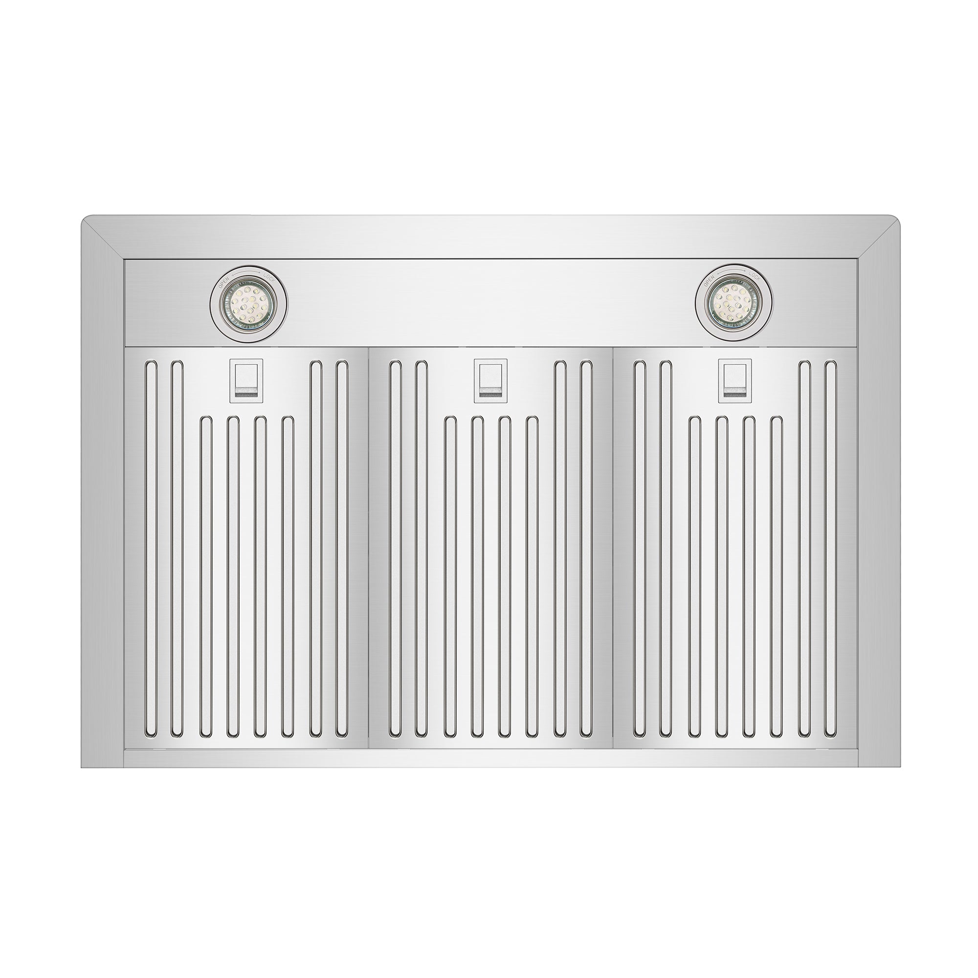 Empava 36RH04 36 in. ducted wall mount range hood with stainless steel finish and touch-sensitive controls.