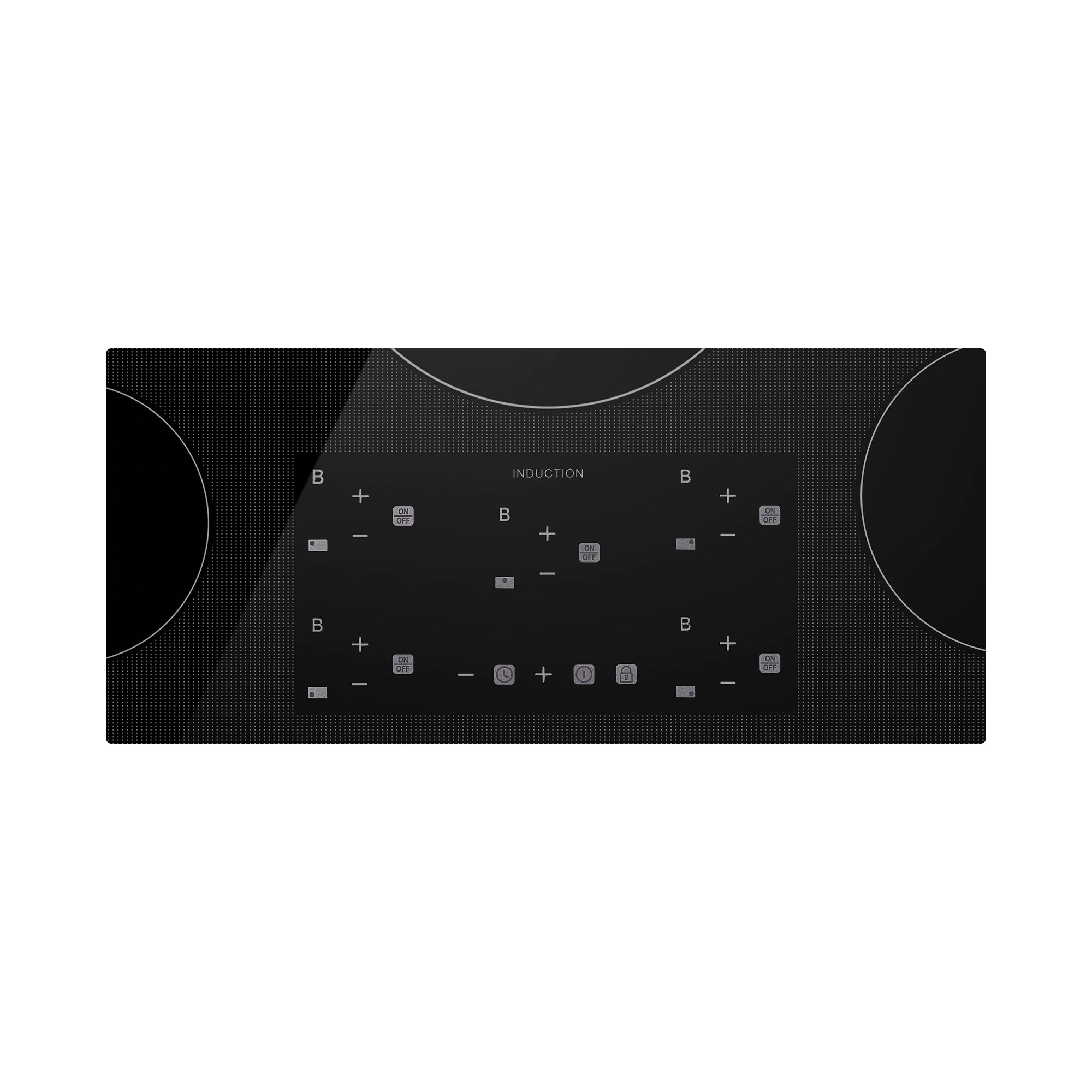 Empava IDC36 36 in. W x 21 in. D Induction Cooktop with a sleek black glass surface and red LED display.