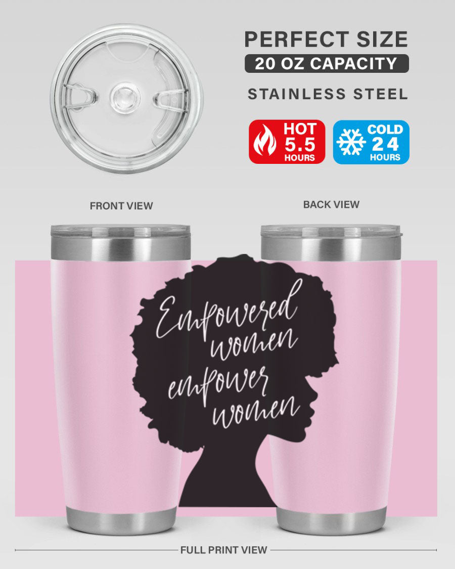 Empowered Women Empower Women 20oz Tumbler in stainless steel with a stylish design, perfect for hot and cold beverages.