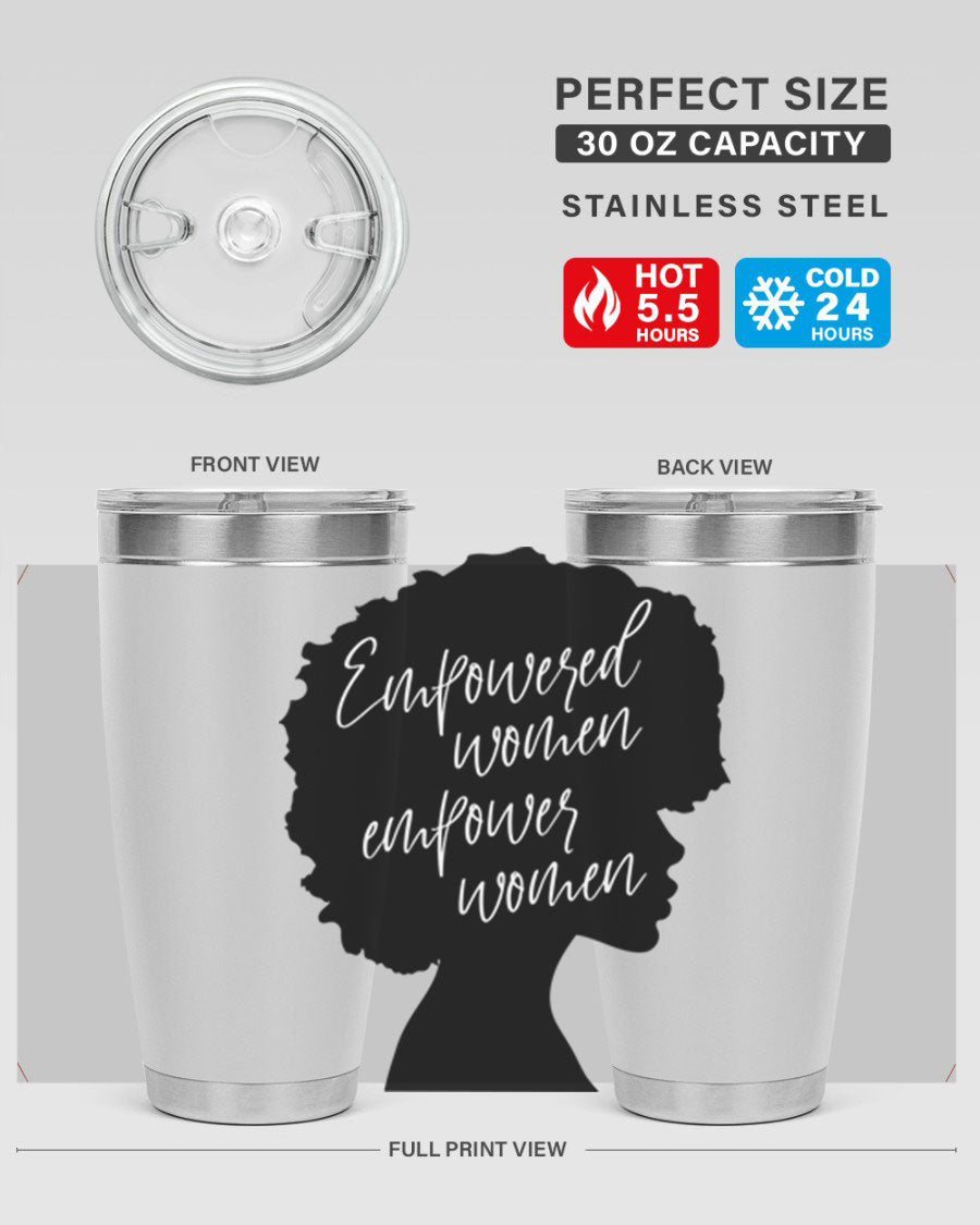 Empowered Women Empower Women 20oz Tumbler in stainless steel with a stylish design, perfect for hot and cold beverages.