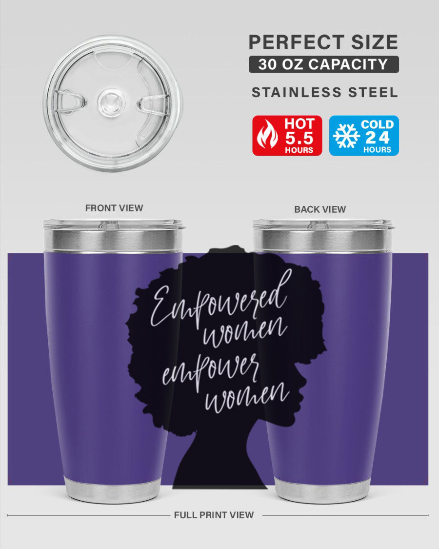 Empowered Women Empower Women 20oz Tumbler in stainless steel with a stylish design, perfect for hot and cold beverages.