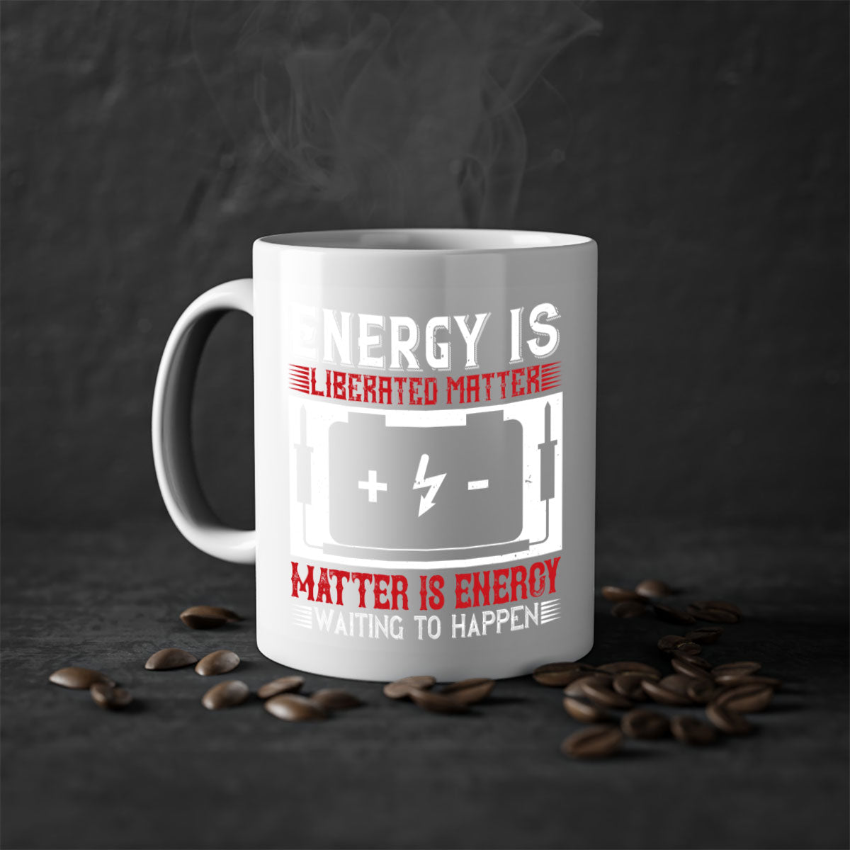 Two-tone ceramic mug with colored handle and glossy finish, available in multiple colors and sizes.