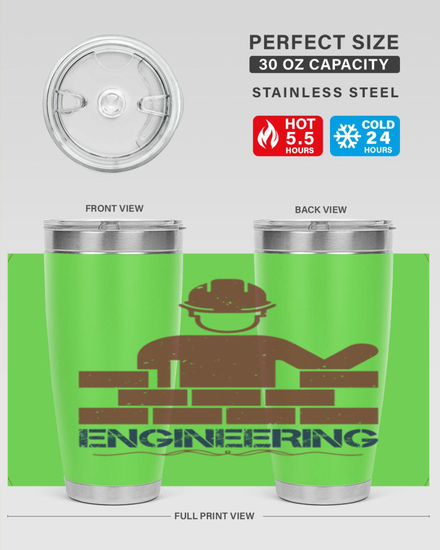 Engineering Style 58# Tumbler in stainless steel with a copper lining, showcasing its sleek design and drink-thru lid.