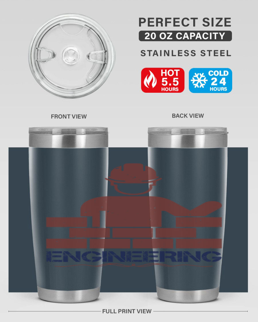 Engineering Style 58# Tumbler in stainless steel with a copper lining, showcasing its sleek design and drink-thru lid.