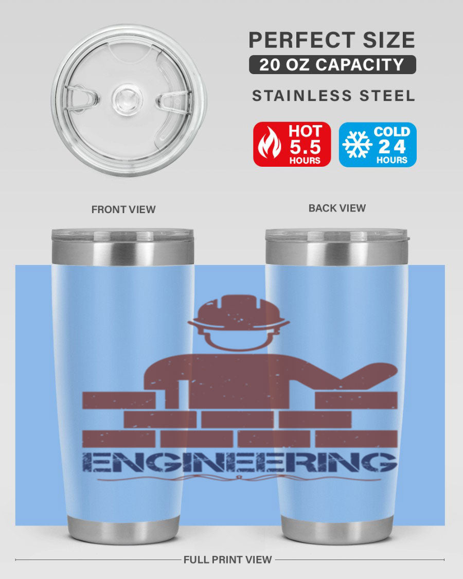 Engineering Style 58# Tumbler in stainless steel with a copper lining, showcasing its sleek design and drink-thru lid.