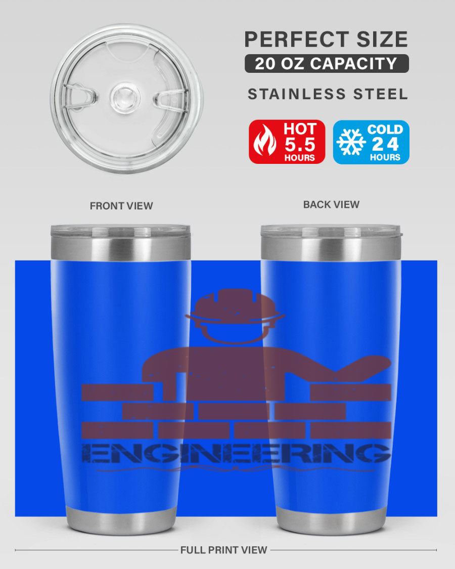 Engineering Style 58# Tumbler in stainless steel with a copper lining, showcasing its sleek design and drink-thru lid.