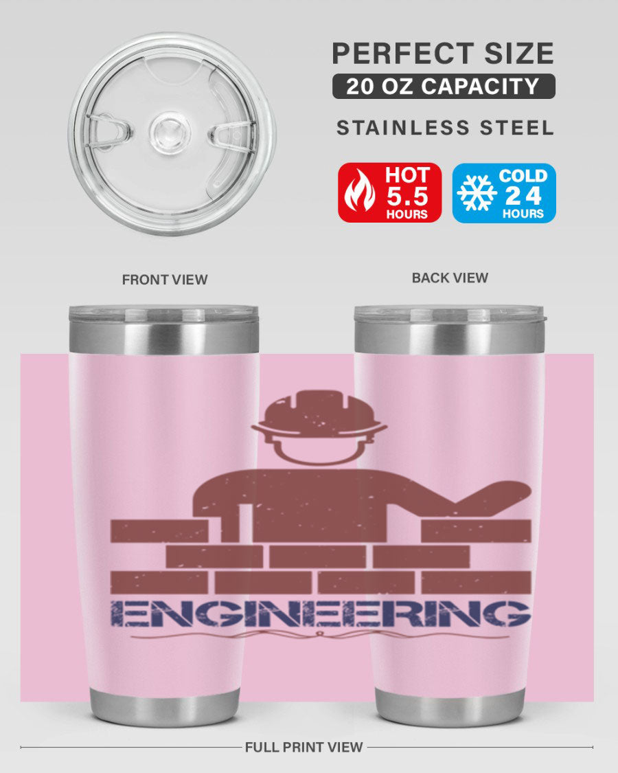 Engineering Style 58# Tumbler in stainless steel with a copper lining, showcasing its sleek design and drink-thru lid.