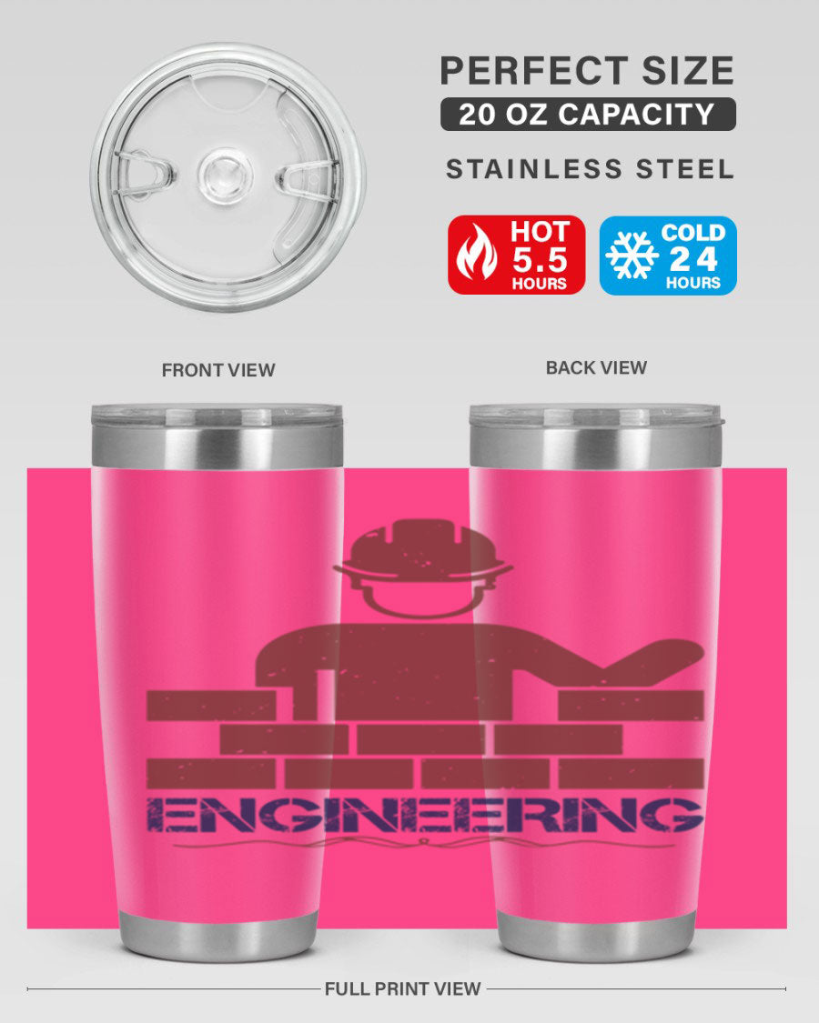 Engineering Style 58# Tumbler in stainless steel with a copper lining, showcasing its sleek design and drink-thru lid.