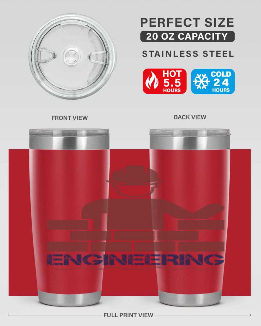 Engineering Style 58# Tumbler in stainless steel with a copper lining, showcasing its sleek design and drink-thru lid.