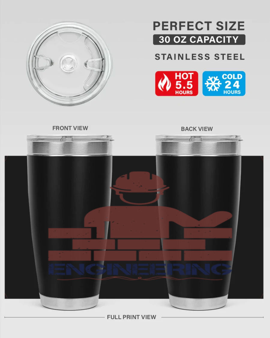 Engineering Style 58# Tumbler in stainless steel with a copper lining, showcasing its sleek design and drink-thru lid.