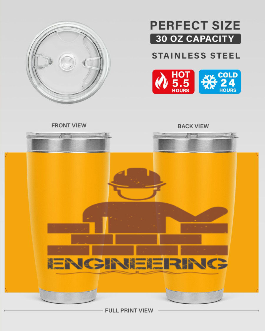 Engineering Style 58# Tumbler in stainless steel with a copper lining, showcasing its sleek design and drink-thru lid.