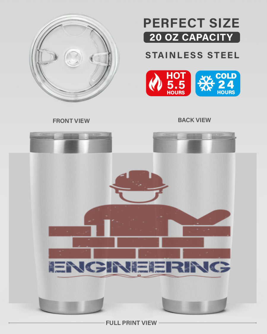 Engineering Style 58# Tumbler in stainless steel with a copper lining, showcasing its sleek design and drink-thru lid.