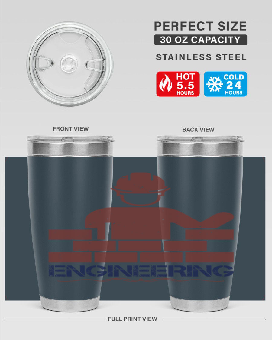 Engineering Style 58# Tumbler in stainless steel with a copper lining, showcasing its sleek design and drink-thru lid.