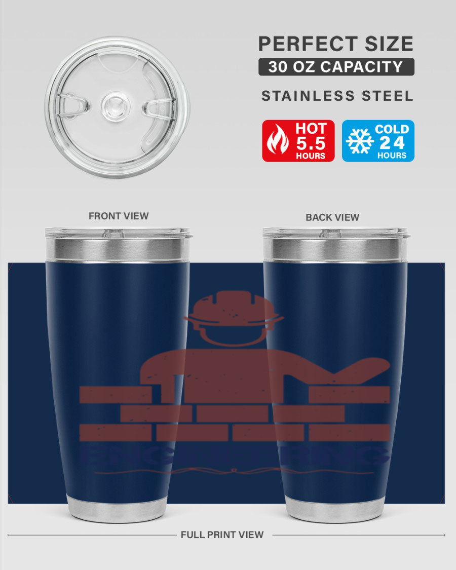 Engineering Style 58# Tumbler in stainless steel with a copper lining, showcasing its sleek design and drink-thru lid.