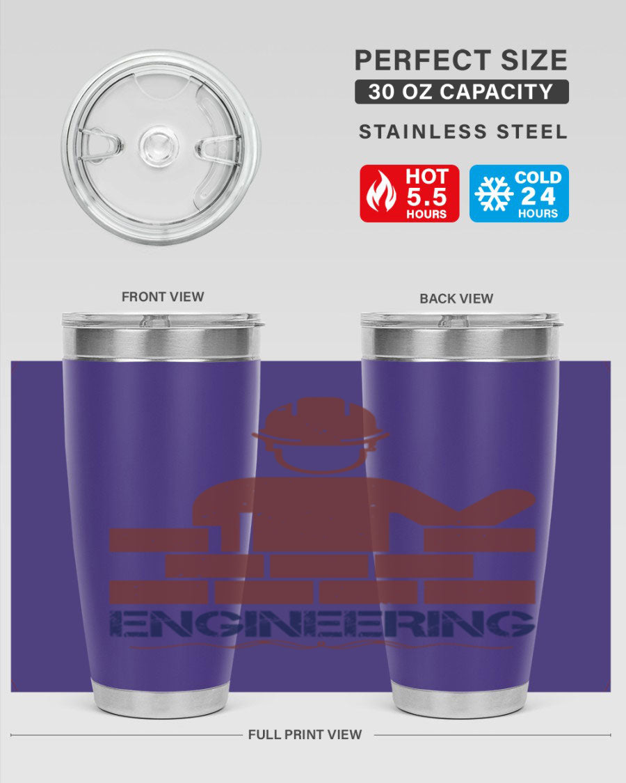 Engineering Style 58# Tumbler in stainless steel with a copper lining, showcasing its sleek design and drink-thru lid.
