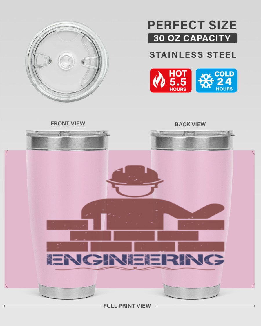 Engineering Style 58# Tumbler in stainless steel with a copper lining, showcasing its sleek design and drink-thru lid.