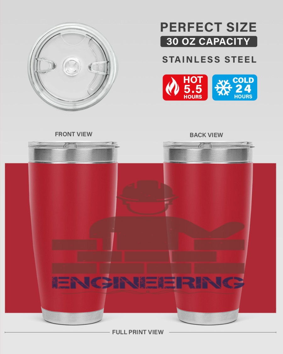 Engineering Style 58# Tumbler in stainless steel with a copper lining, showcasing its sleek design and drink-thru lid.