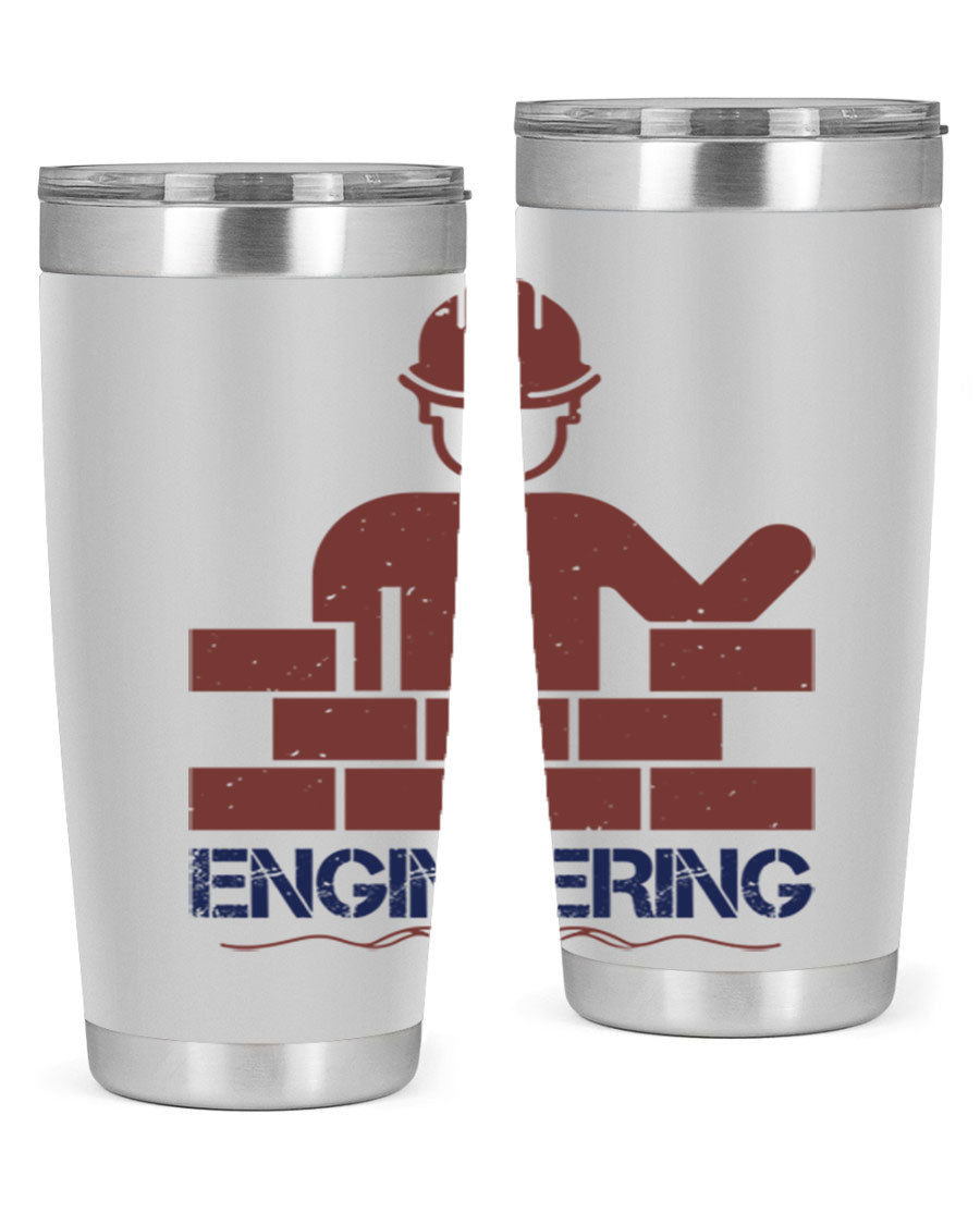 Engineering Style 58# Tumbler in stainless steel with a copper lining, showcasing its sleek design and drink-thru lid.