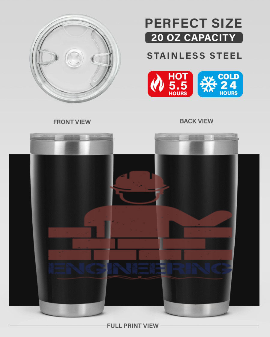 Engineering Style 58# Tumbler in stainless steel with a copper lining, showcasing its sleek design and drink-thru lid.