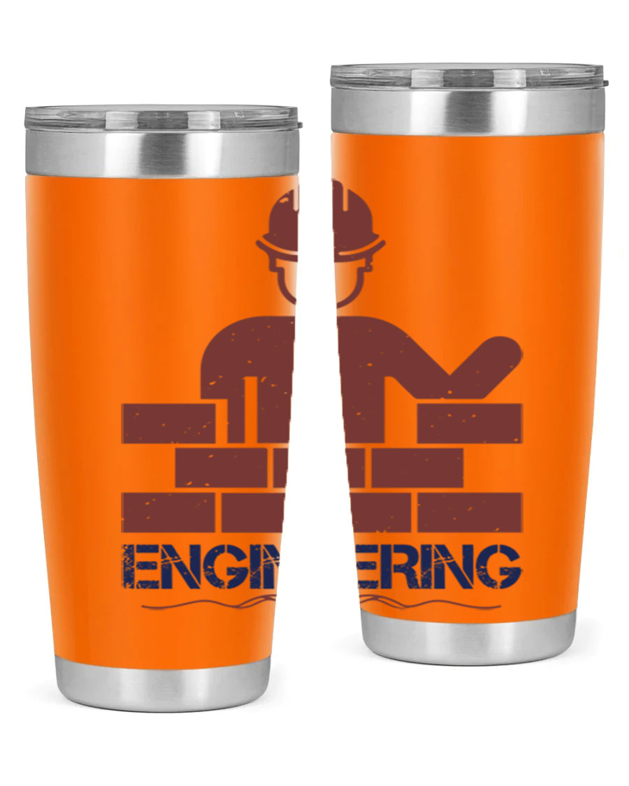 Engineering Style 58# Tumbler in stainless steel with a copper lining, showcasing its sleek design and drink-thru lid.