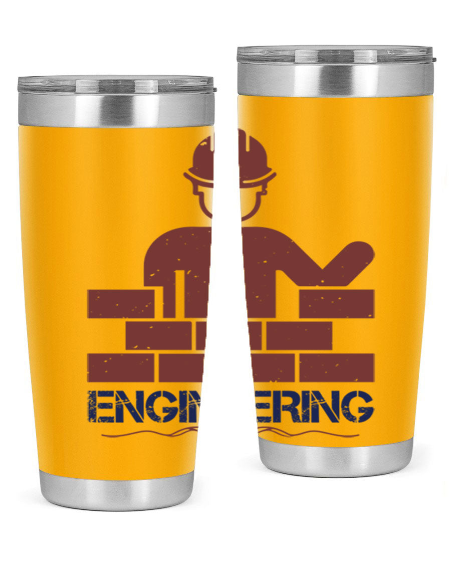 Engineering Style 58# Tumbler in stainless steel with a copper lining, showcasing its sleek design and drink-thru lid.
