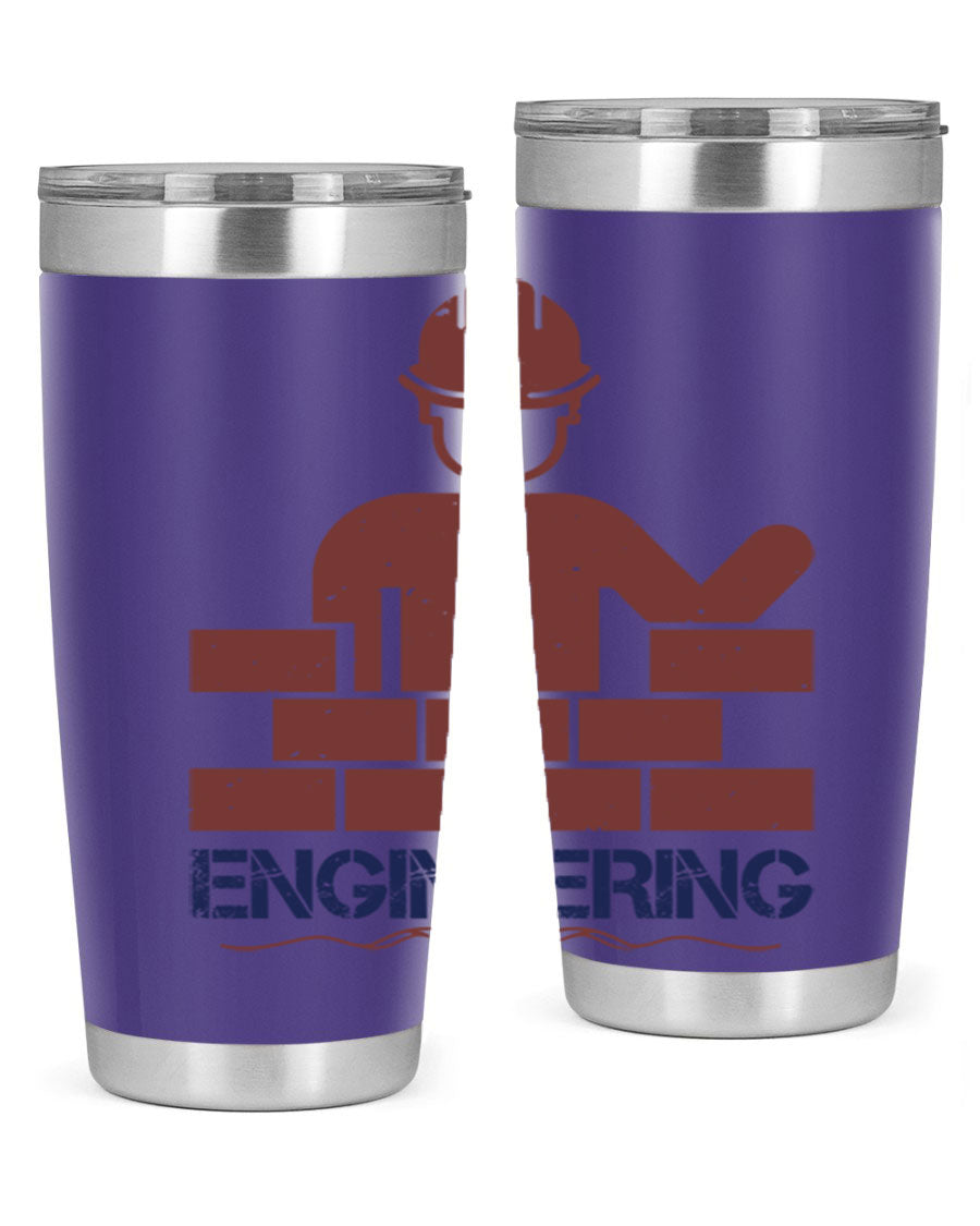 Engineering Style 58# Tumbler in stainless steel with a copper lining, showcasing its sleek design and drink-thru lid.