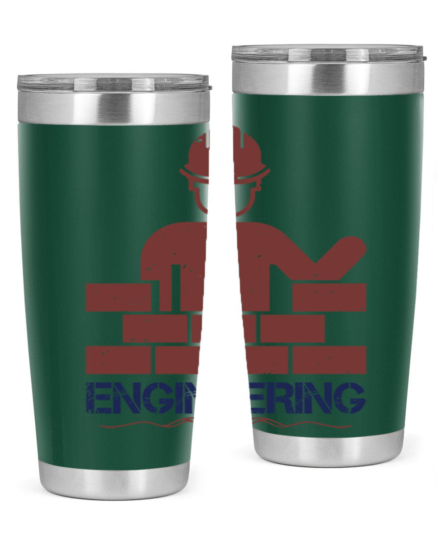 Engineering Style 58# Tumbler in stainless steel with a copper lining, showcasing its sleek design and drink-thru lid.