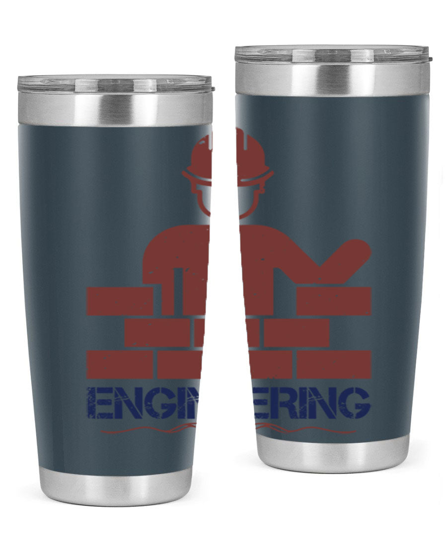 Engineering Style 58# Tumbler in stainless steel with a copper lining, showcasing its sleek design and drink-thru lid.
