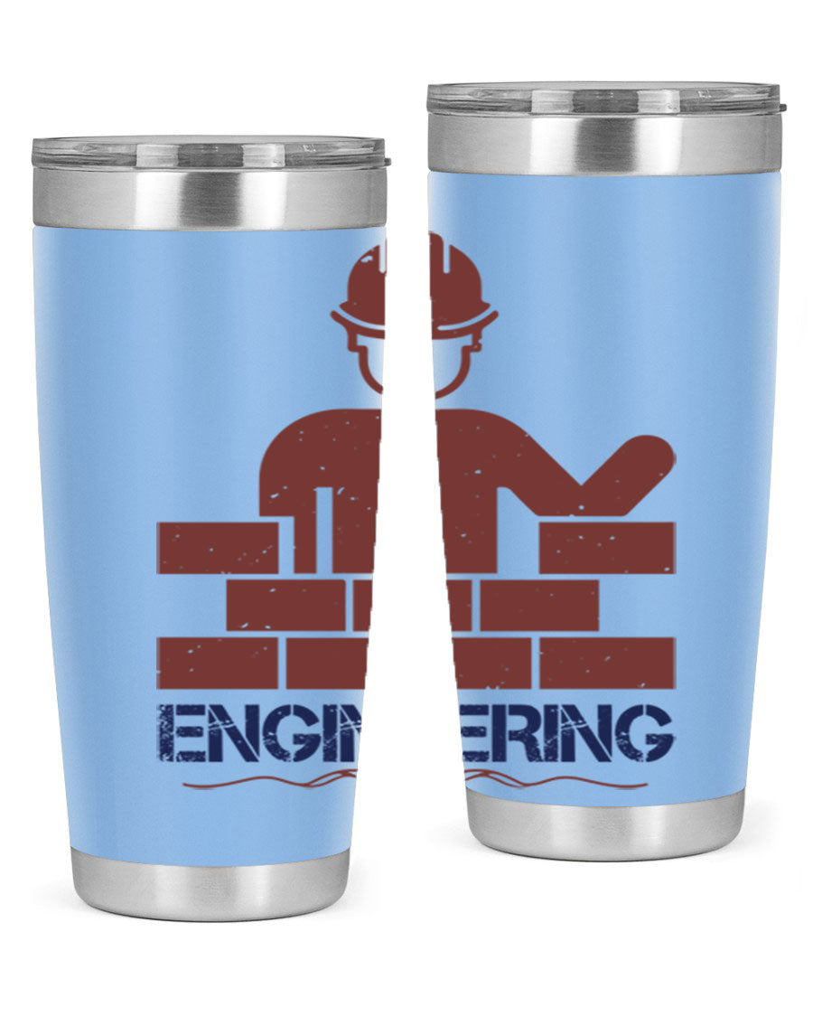 Engineering Style 58# Tumbler in stainless steel with a copper lining, showcasing its sleek design and drink-thru lid.