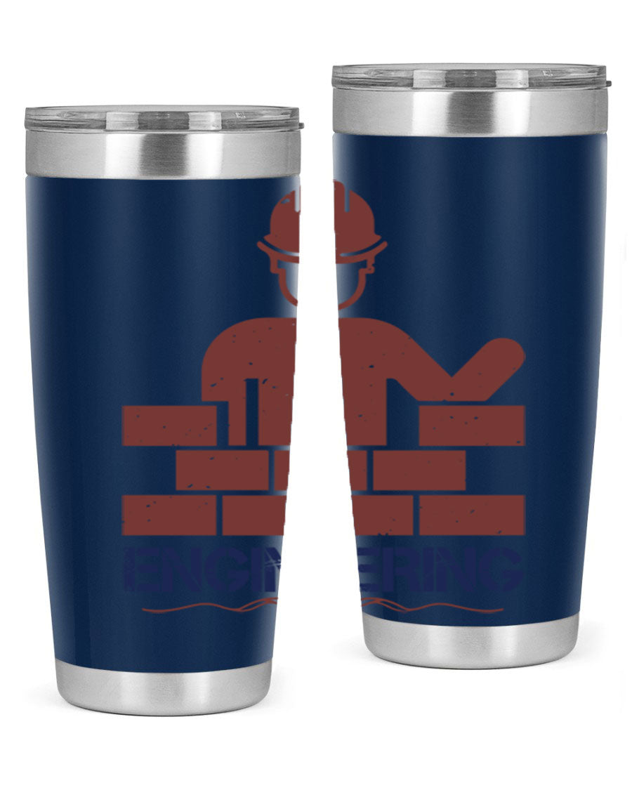 Engineering Style 58# Tumbler in stainless steel with a copper lining, showcasing its sleek design and drink-thru lid.