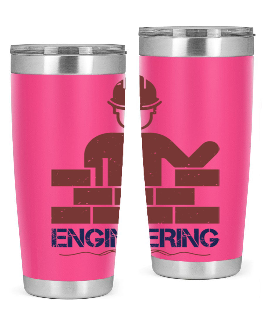 Engineering Style 58# Tumbler in stainless steel with a copper lining, showcasing its sleek design and drink-thru lid.