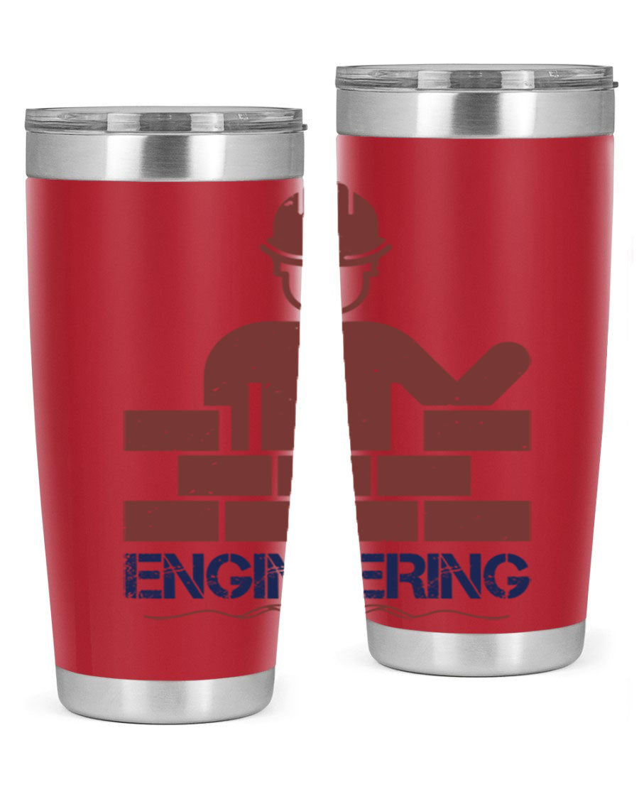 Engineering Style 58# Tumbler in stainless steel with a copper lining, showcasing its sleek design and drink-thru lid.