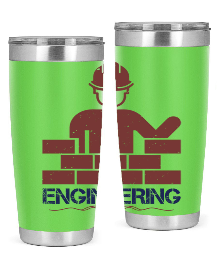 Engineering Style 58# Tumbler in stainless steel with a copper lining, showcasing its sleek design and drink-thru lid.