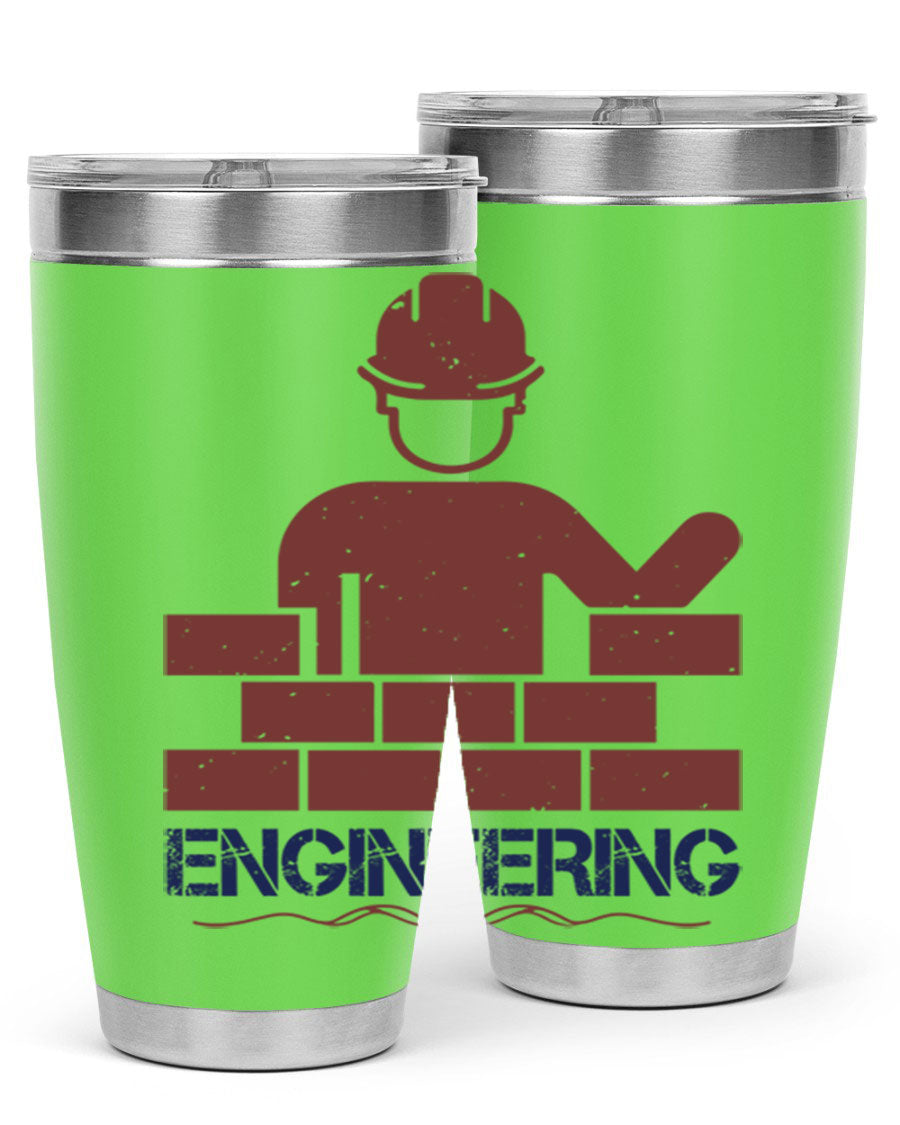 Engineering Style 58# Tumbler in stainless steel with a copper lining, showcasing its sleek design and drink-thru lid.