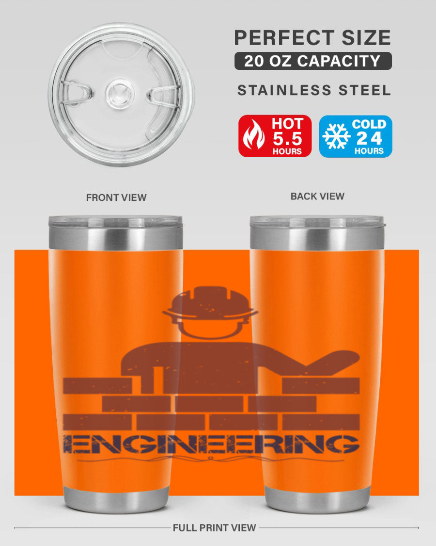 Engineering Style 58# Tumbler in stainless steel with a copper lining, showcasing its sleek design and drink-thru lid.