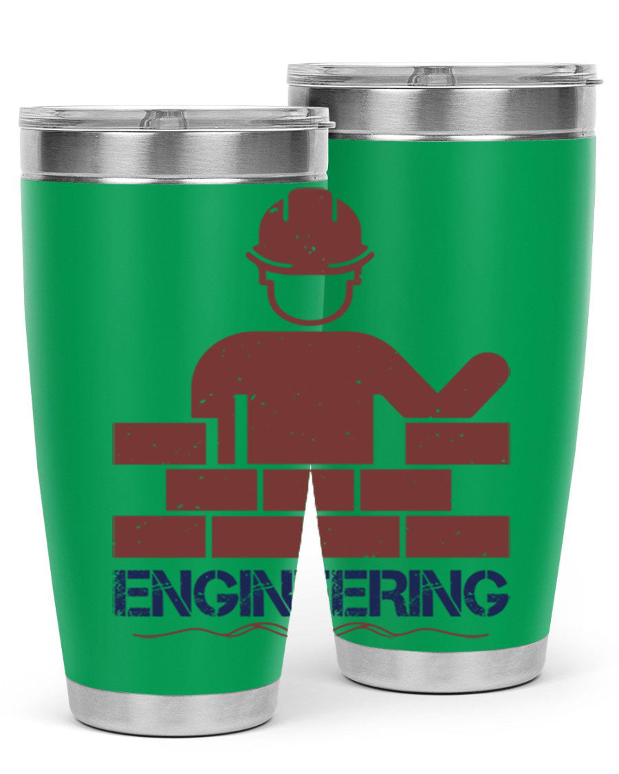 Engineering Style 58# Tumbler in stainless steel with a copper lining, showcasing its sleek design and drink-thru lid.