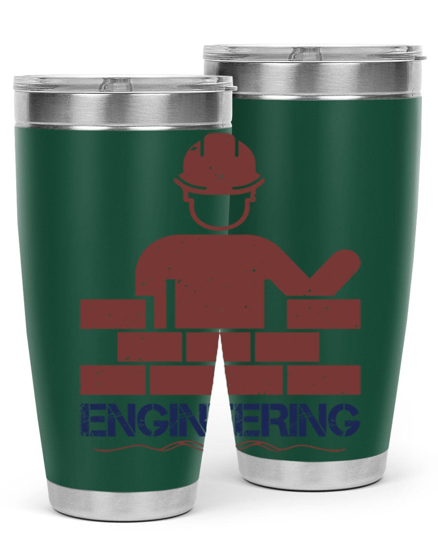 Engineering Style 58# Tumbler in stainless steel with a copper lining, showcasing its sleek design and drink-thru lid.