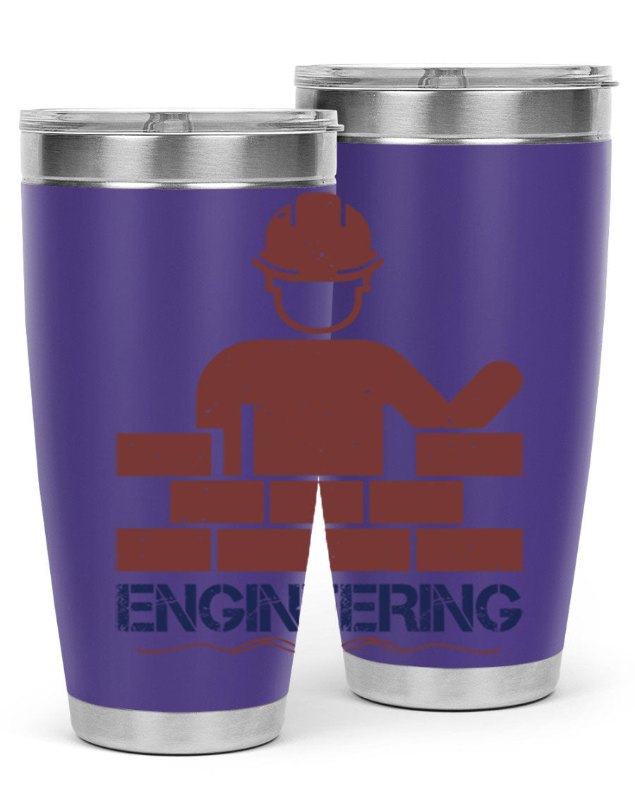 Engineering Style 58# Tumbler in stainless steel with a copper lining, showcasing its sleek design and drink-thru lid.