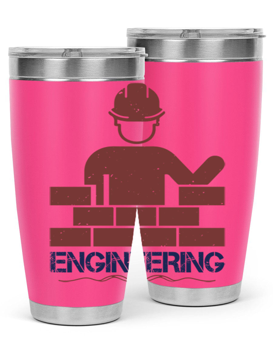 Engineering Style 58# Tumbler in stainless steel with a copper lining, showcasing its sleek design and drink-thru lid.