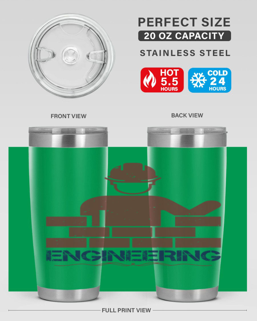 Engineering Style 58# Tumbler in stainless steel with a copper lining, showcasing its sleek design and drink-thru lid.