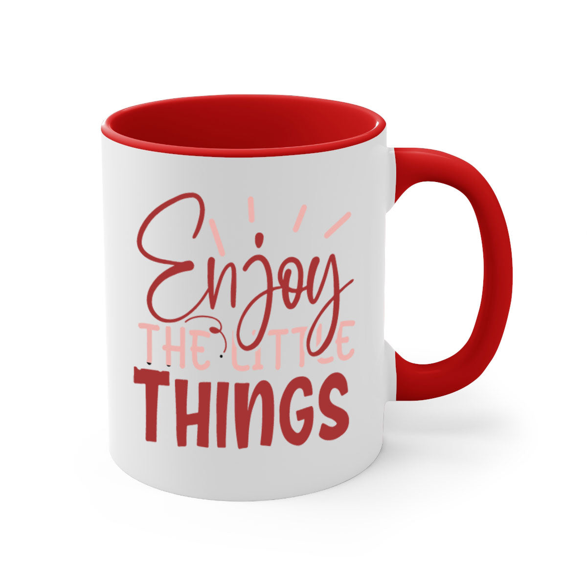 Enjoy The Little Things Style 114# Mug with colorful handle and glossy finish, available in multiple colors and sizes.