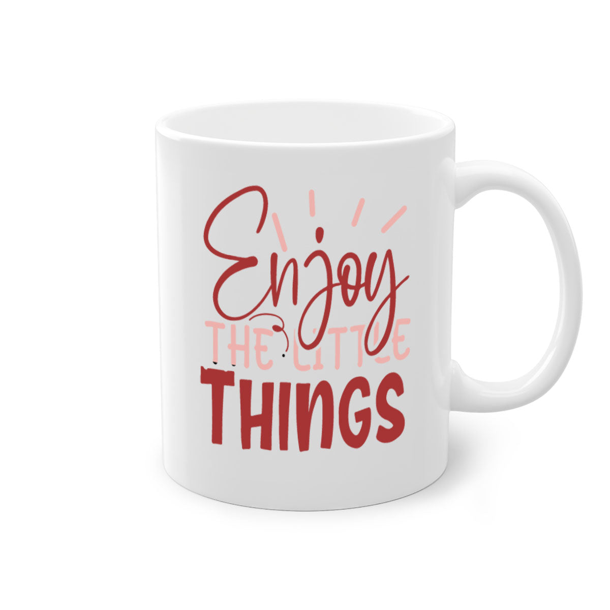 Enjoy The Little Things Style 114# Mug with colorful handle and glossy finish, available in multiple colors and sizes.
