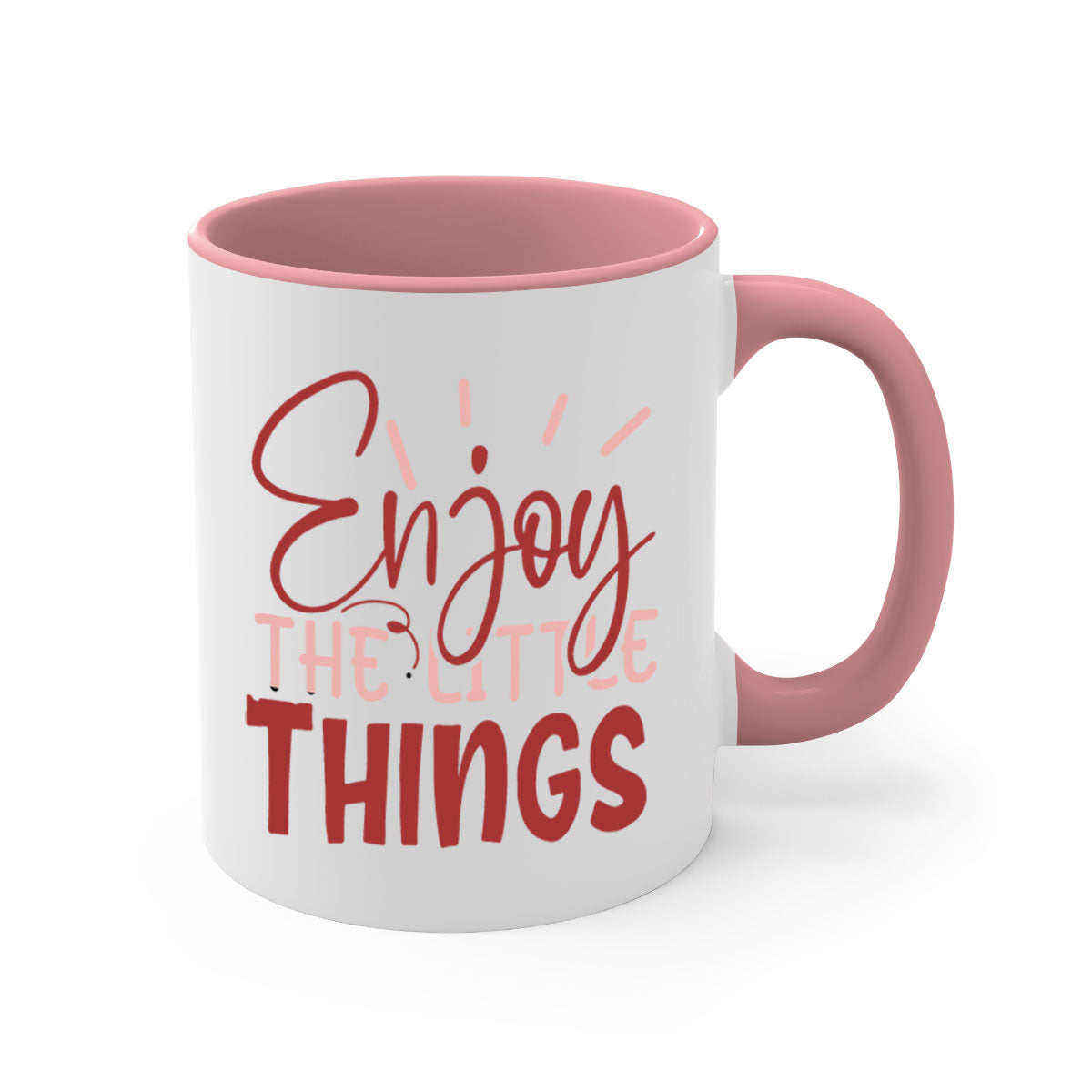 Enjoy The Little Things Style 114# Mug with colorful handle and glossy finish, available in multiple colors and sizes.