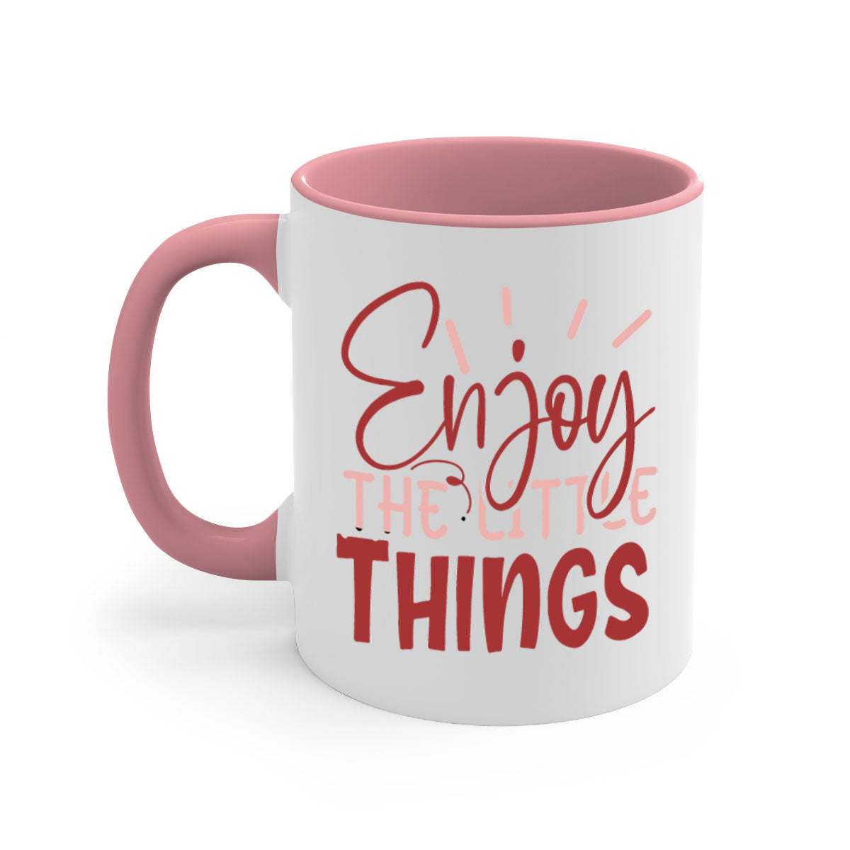 Enjoy The Little Things Style 114# Mug with colorful handle and glossy finish, available in multiple colors and sizes.