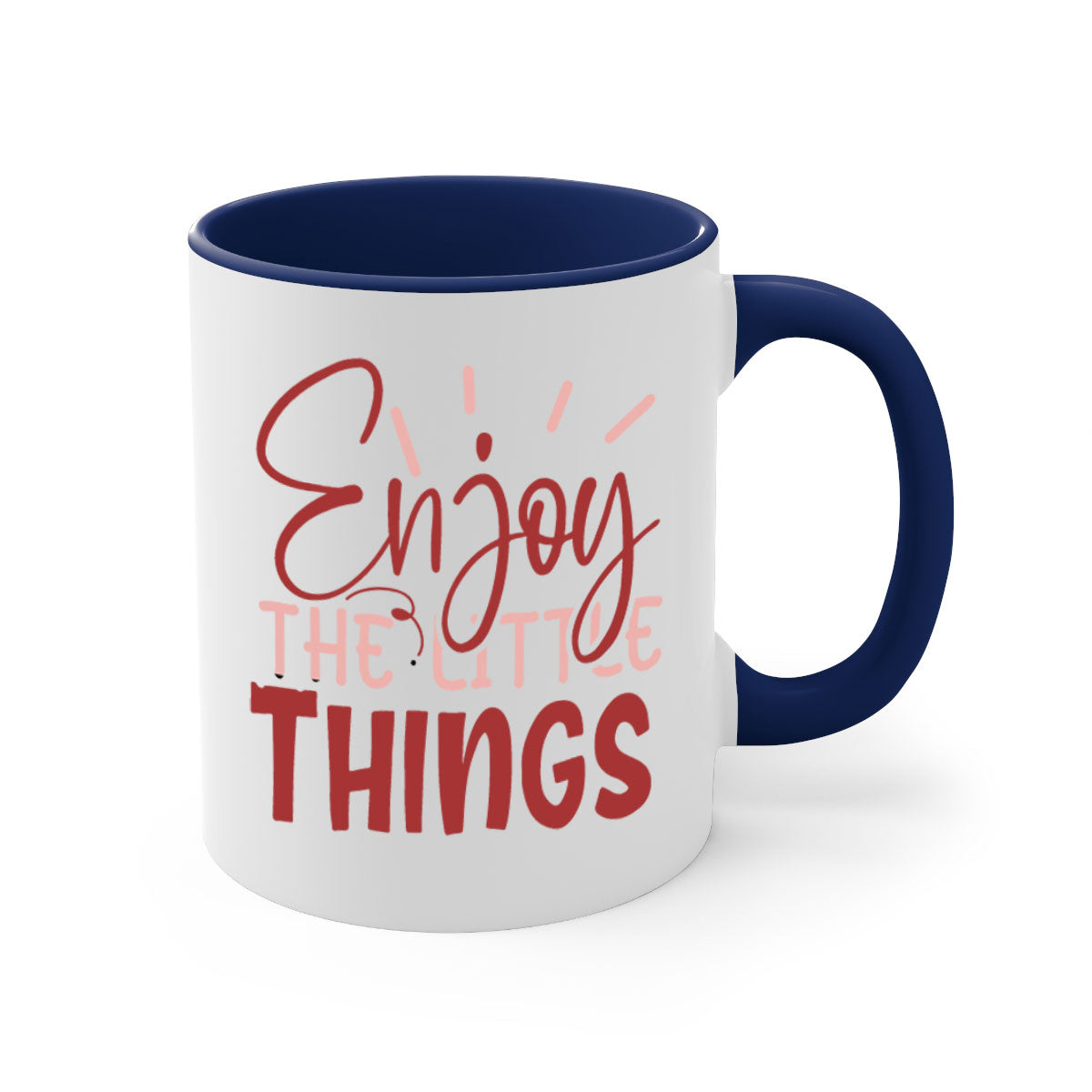 Enjoy The Little Things Style 114# Mug with colorful handle and glossy finish, available in multiple colors and sizes.