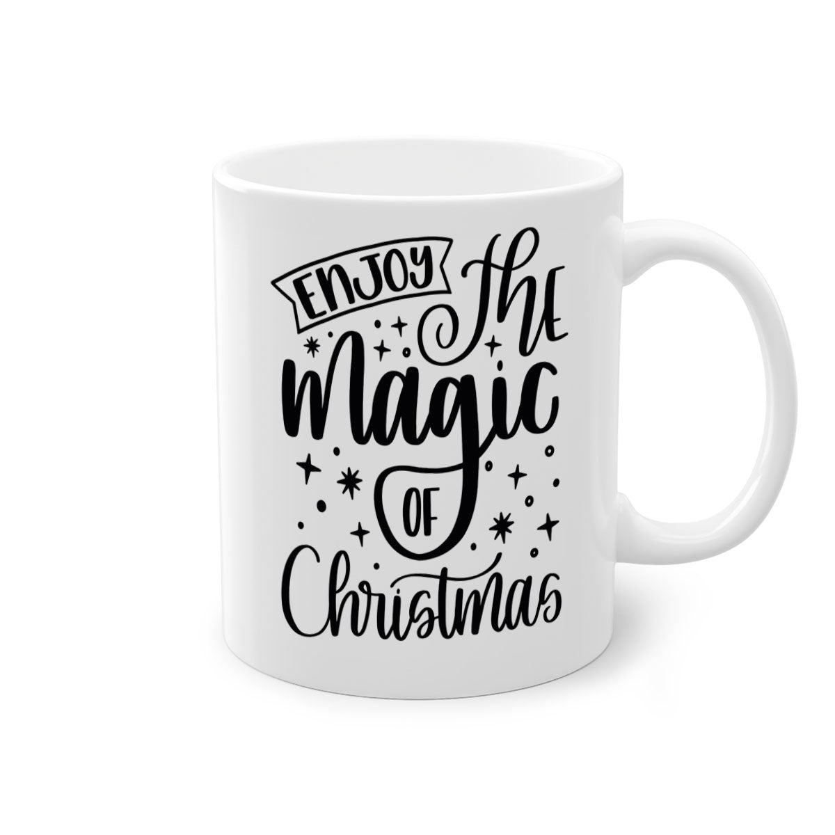 Two-tone Christmas mug with colored handle and glossy finish, available in multiple colors and sizes.