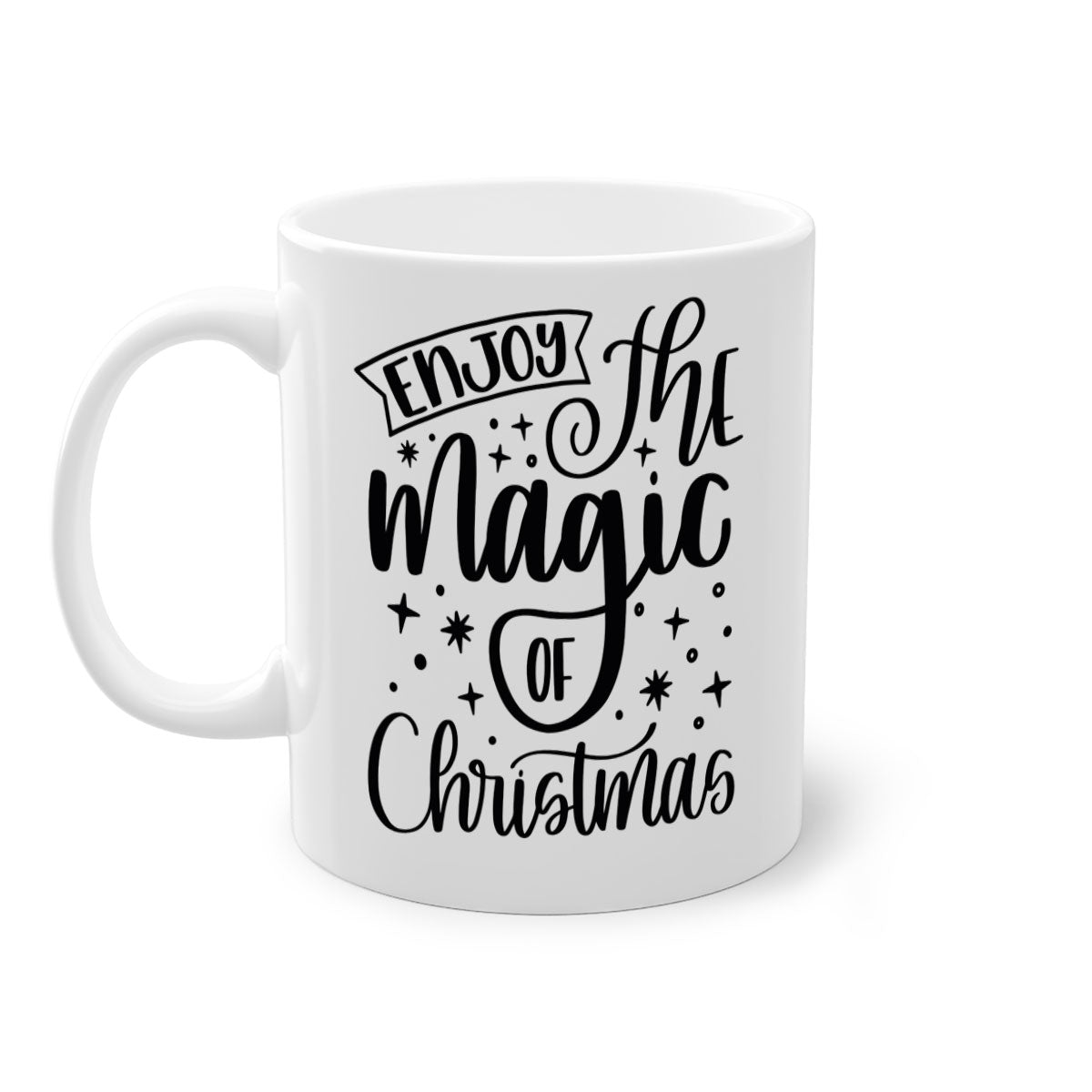 Two-tone Christmas mug with colored handle and glossy finish, available in multiple colors and sizes.