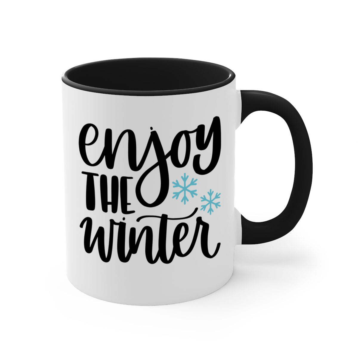 Enjoy The Winter340# Mug featuring a glossy finish, colored handle, and interior, available in five vibrant colors.