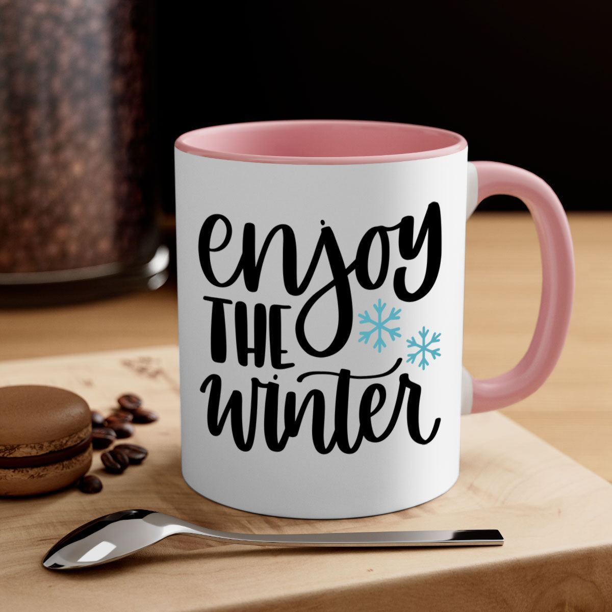 Enjoy The Winter340# Mug featuring a glossy finish, colored handle, and interior, available in five vibrant colors.