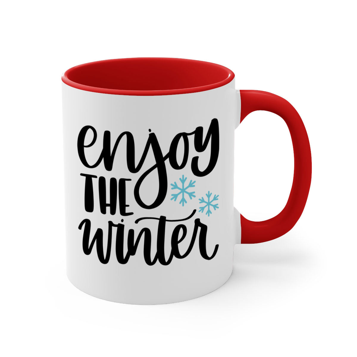 Enjoy The Winter340# Mug featuring a glossy finish, colored handle, and interior, available in five vibrant colors.